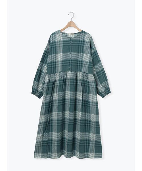 新品　sm2クロスリネンギャザーワンピース　グリーン　サマンサモスモス Samansa Mos2（サマンサモスモス） ワンピース 「Cross×Linen