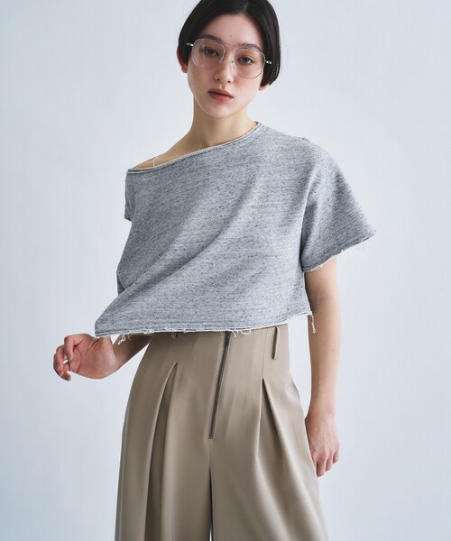 tシャツ back open half−sleeve sweat レディースの画像
