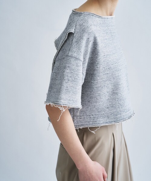 tシャツ back open half−sleeve sweat レディースの画像