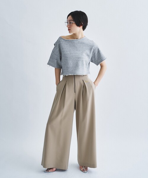 tシャツ back open half−sleeve sweat レディースの画像