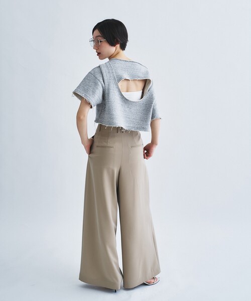 tシャツ back open half−sleeve sweat レディースの画像