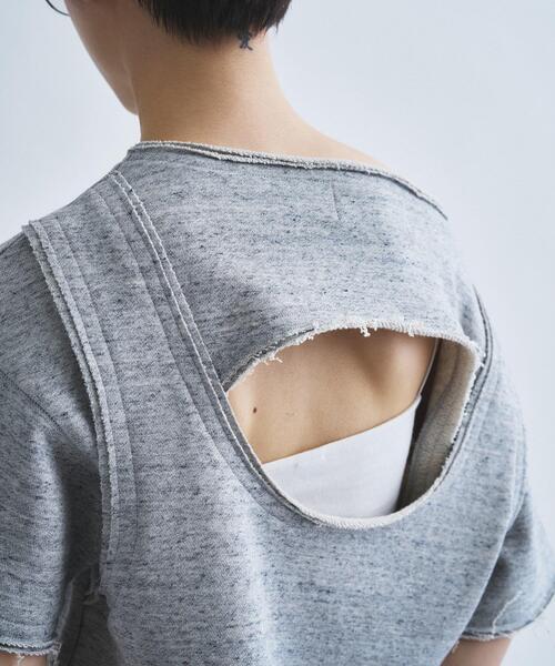 tシャツ back open half−sleeve sweat レディースの画像