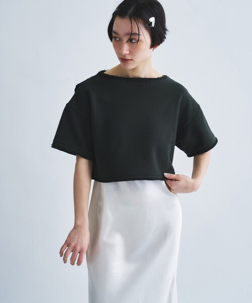 tシャツ back open half−sleeve sweat レディースの画像