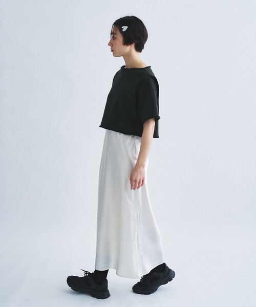 tシャツ back open half−sleeve sweat レディースの画像