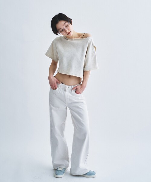 tシャツ back open half−sleeve sweat レディースの画像