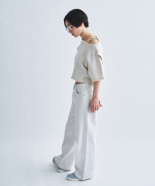 tシャツ back open half−sleeve sweat レディースの画像