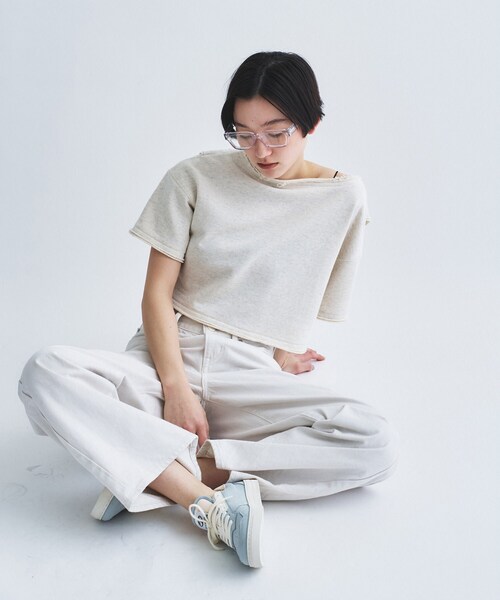 tシャツ back open half−sleeve sweat レディースの画像