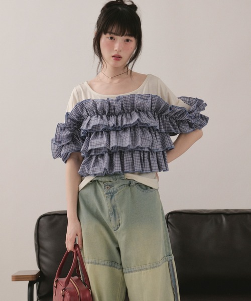 loin nuit tシャツ frill docking tops / フリルドッキングトップス 
