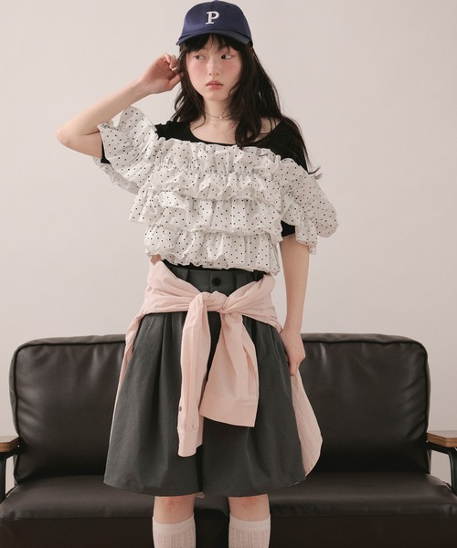 loin nuit tシャツ frill docking tops / フリルドッキングトップス 