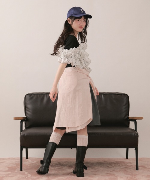 loin nuit tシャツ 半袖 frill docking tops / フリルドッキング
