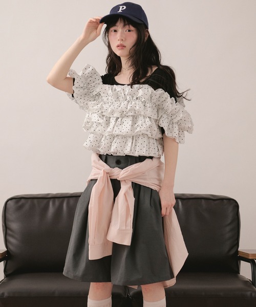 loin nuit tシャツ 半袖 frill docking tops / フリルドッキング