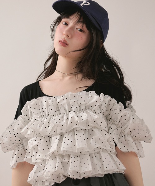 loin nuit tシャツ 半袖 frill docking tops / フリルドッキング