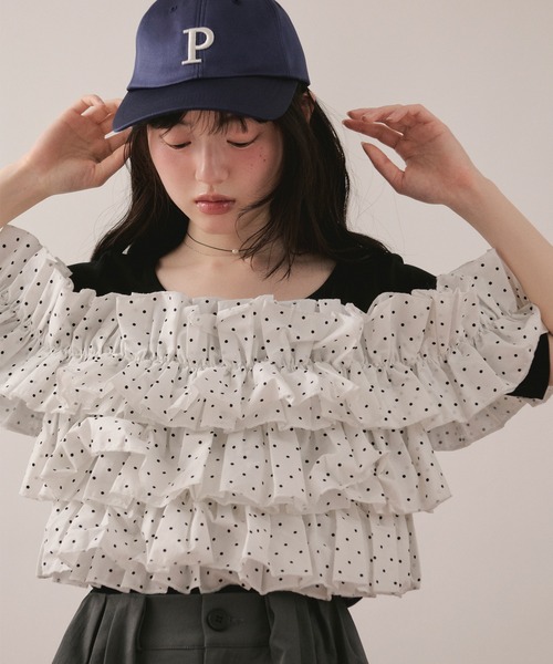 loin nuit tシャツ 半袖 frill docking tops / フリルドッキング