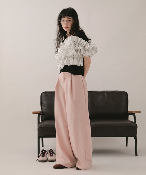 loin nuit tシャツ 半袖 frill docking tops / フリルドッキング