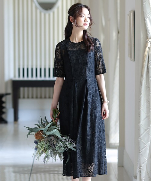 「PourVous」 半袖ワンピース M パープル レディース_画像2