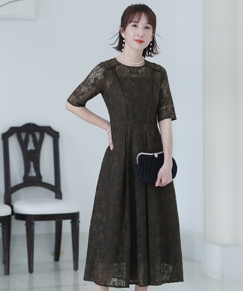 「PourVous」 半袖ワンピース M パープル レディース_画像9