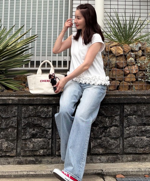 CHERI since1985 tシャツ ホイップフリルノースリーブトップス