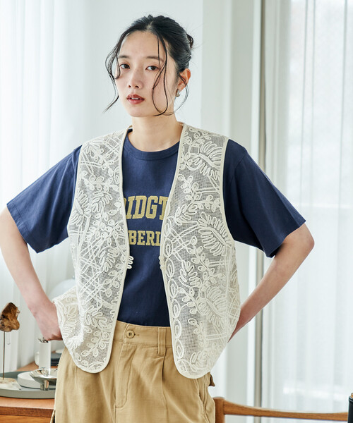 FREAK'S STORE（フリークスストア） ベスト ジレ 夏 コード刺繍 レース
