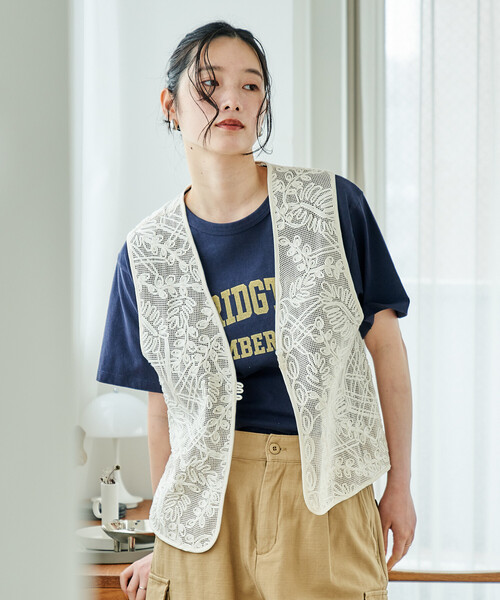 FREAK'S STORE（フリークスストア） ベスト ジレ 夏 コード刺繍 レース