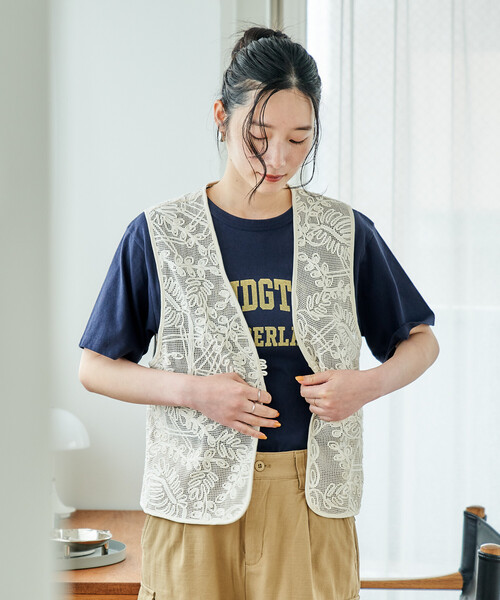 FREAK'S STORE（フリークスストア） ベスト ジレ 夏 コード刺繍 レース