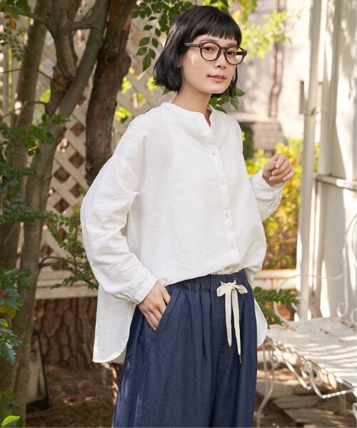 「LBC」 長袖ブラウス M ライトブルー レディース_画像9