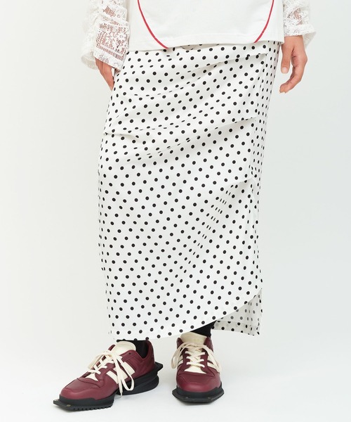 ansdotsloevner ピンク ドット柄 スカート atmos girls ロング スカート atmos pink Asymmetry Dot Skirt