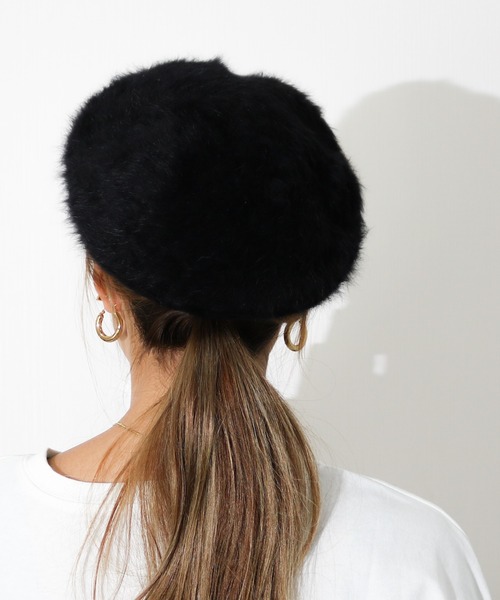 ☆美品 カンゴール KANGOL 刺繍ロゴ アンゴラ ファー バケットハット