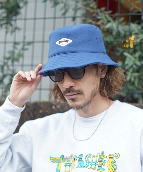 DT♪ DANISH 撥水加工テクニカルサテン ボンバージャケッ THRASHER 帽子 ハット DIAMOND LOGO MELTON BUCKET HAT