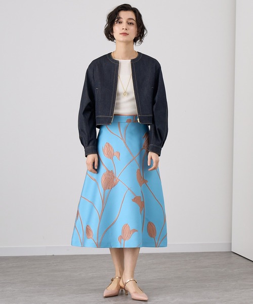 スカート チューリップジャガードフレア スカート レディース  