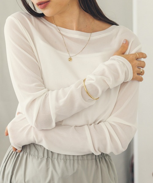 hunch tシャツ クルーネック シアートップス レディース