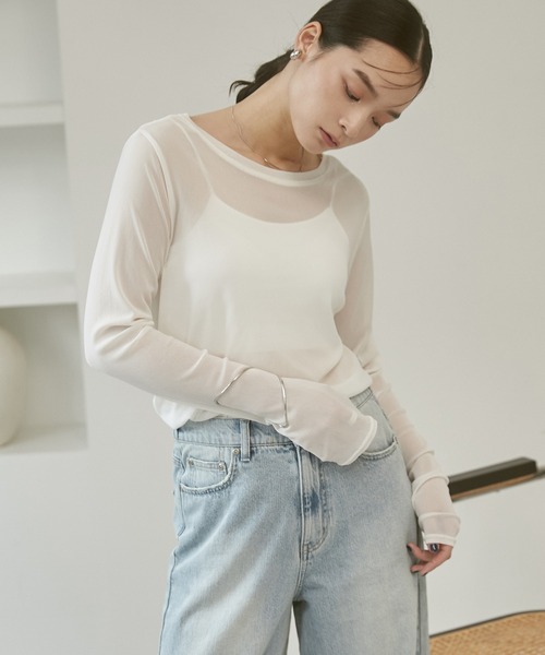 tシャツ クルーネック シアートップス レディース | hunch | 21