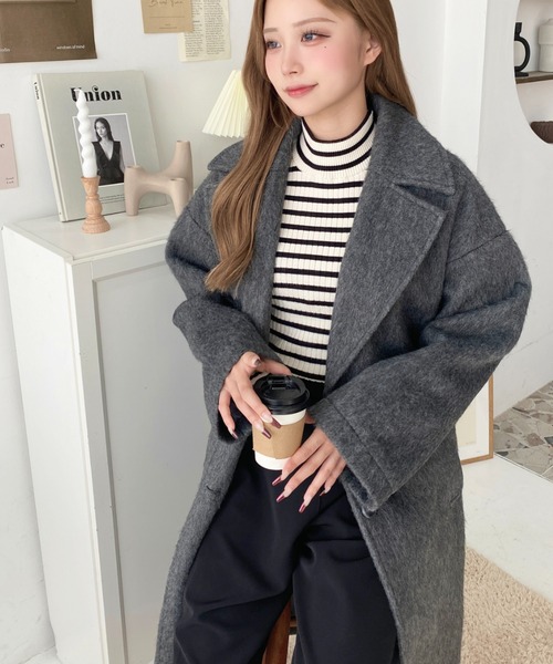 feepur ステンカラーコート コート シャギー2wayロングコート