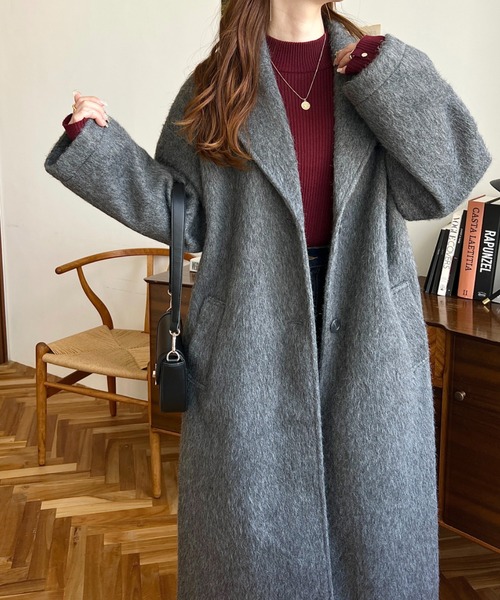 美品 kolor チェスターコート シャギーコート moment+ コート チェスターコート ニットシャギーロングチェスター