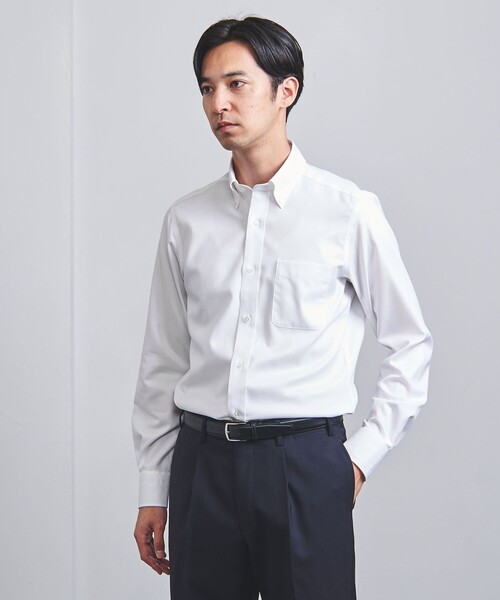 新品未使用品タグ付 UNITED ARROWS イージーケア セミワイドシャツ イージーケア AG ダブルストライプ セミワイド クレリックカラー
