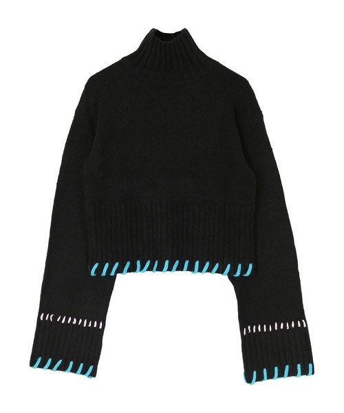 miette ニット セーター 配色ステッチハイネックニット レディース  