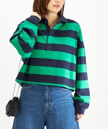 アルチビオ　ボーダー　レディースシャツ　36　新品　水色 SHIPS別注】SPORT CLAD:〈洗濯機可能〉ボーダー ショート ラガー