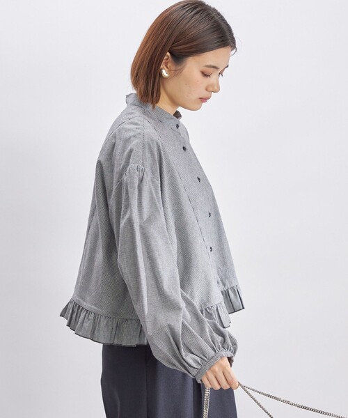 SHIPS（シップス） ブラウス シャツ 「手洗い可能」綿 チェック フリル