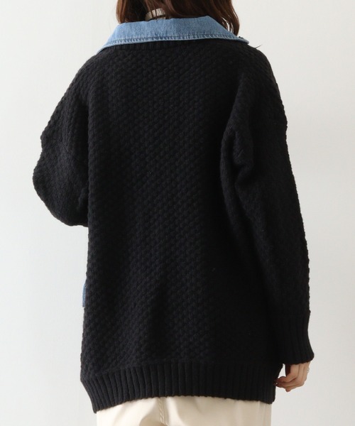 カーディガン 「a.n.l」ニット×デニムトッパー レディース カーディガン 「a.n.l」ニット×デニムトッパー レディース