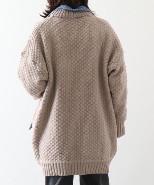 カーディガン 「a.n.l」ニット×デニムトッパー レディース