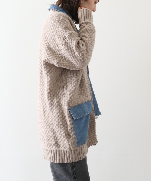 カーディガン 「a.n.l」ニット×デニムトッパー レディース カーディガン 「a.n.l」ニット×デニムトッパー レディース