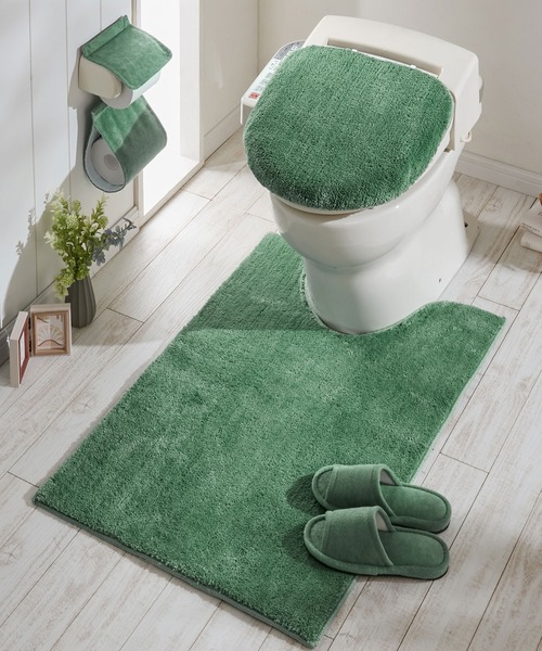 トイレマットロングタイプ  セット ふわふわマイクロ素材のトイレマット＜抗菌防臭・ロングマット・耳長