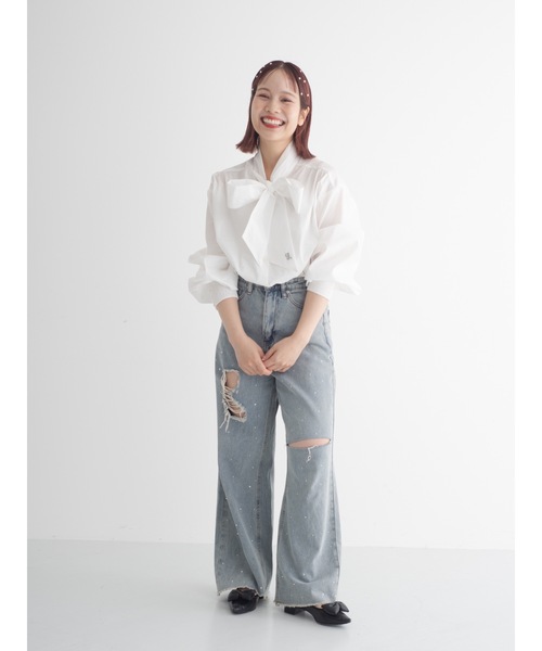 jumelle（ジュメロ） ブラウス シャツ 「アイロン不必要」bow tie