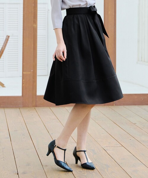 Tiaclasse スカート 「洗える」リボン付きフレアスカート : ZOZOTOWN