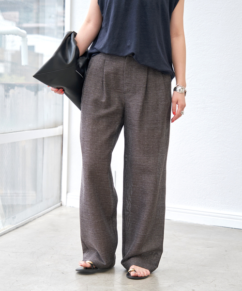Spick&Span リネンライクバックスリットパンツ☆ブラウン　Mサイズ リネンライクバックスリットパンツ | スピック＆スパン(Spick