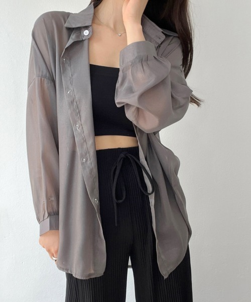 ブラウス シャツ ドロップショルダーコットンシャツ レディース ブラウス シャツ ドロップショルダーシアーシャツ レディース