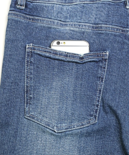 LUXSTYLE ジーンズ ダメージ加工スキニーデニムパンツ メンズ