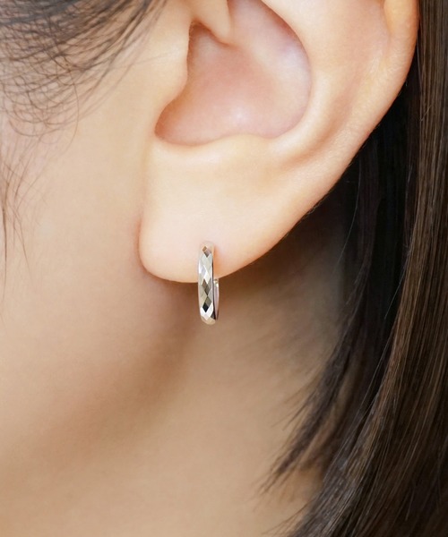 K10 WG フープピアス TAKE-UP ピアス K18/K10 ヒシカットフープピアス( WG