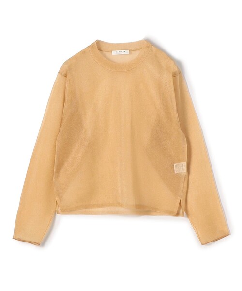 MACPHEE マカフィー ニット ブラウン サイズ:S(9号) | 25秋冬 シアーラメ クルーネック プルオーバー / ニット | 長袖 クロップド丈 スリット | トップス セーター【レディース】【中古】 MACPHEE（マカフィー）の「ラムカシミヤ クルーネックプルオーバー
