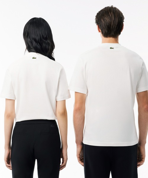 LACOSTE tシャツ ヘビーウェイト アーチネームカレッジロゴ