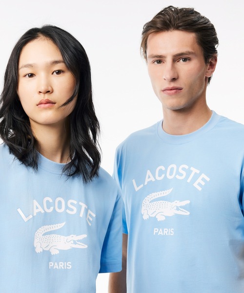 【LACOSTE】アーチネームカレッジロゴTシャツ LACOSTE tシャツ ヘビーウェイト アーチネームカレッジロゴ